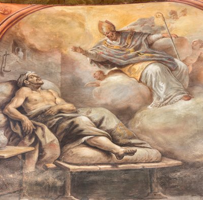 Freski Paolo de Matteis z 1714 r. na sklepieniu i na bębnie, przedstawiające życie świętego, kaplica San Cataldo w katedrze, Taranto, Włochy (zdjęcie) autorstwa Paolo di Matteis