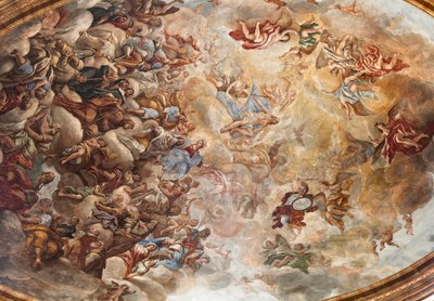 Freski Paolo de Matteis z 1714 r. na sklepieniu i na bębnie, przedstawiające życie świętego, kaplica San Cataldo w katedrze, Taranto, Włochy (zdjęcie) autorstwa Paolo di Matteis