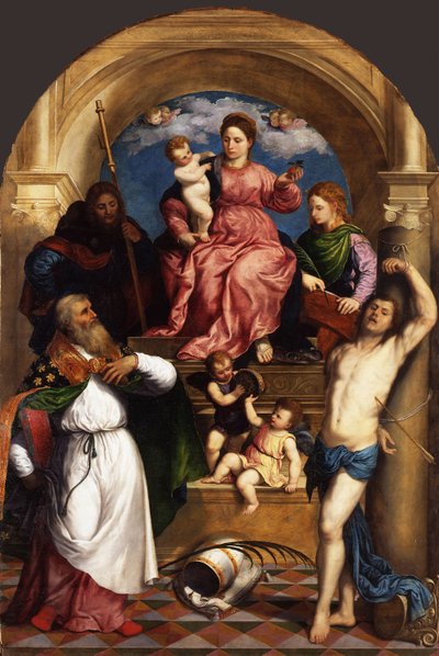 Intronizowana Madonna z Dzieciątkiem i świętymi, ok. 1530 autorstwa Paris Bordone