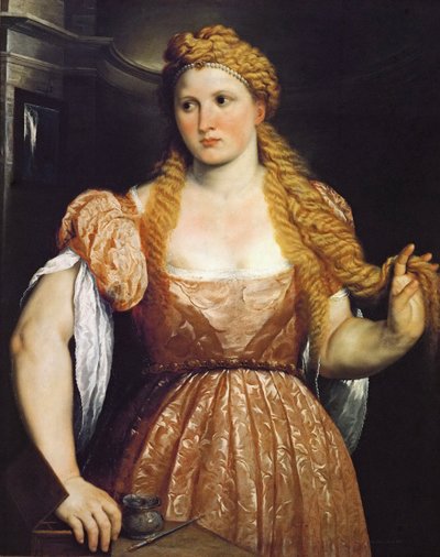 Portret młodej kobiety w swojej toalecie - Paris Bordone (Bordon) (1500-1571). olej na płótnie, ok. 1550. Wymiar : 102x81 cm. Muzeum Historii Sztuki, Wiedeń autorstwa Paris Bordone