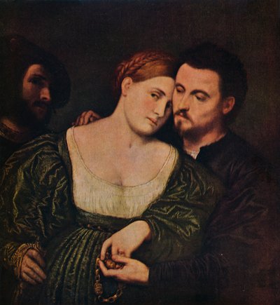 Kochankowie, 1525-1530 c1940 autorstwa Paris Bordone