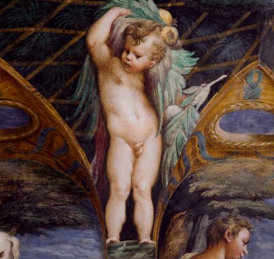 Cherub, fragment mitu o Dianie i Akteonie, ok autorstwa Parmigianino
