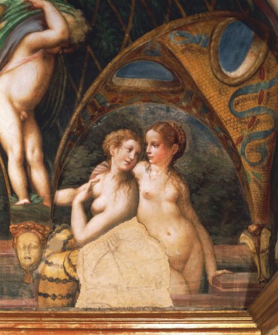 Para nimf, z mitu o Dianie i Akteonie autorstwa Parmigianino