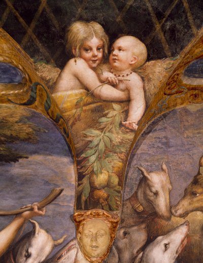 Bezskrzydłe anioły z mitu o Dianie i Akteonie autorstwa Parmigianino