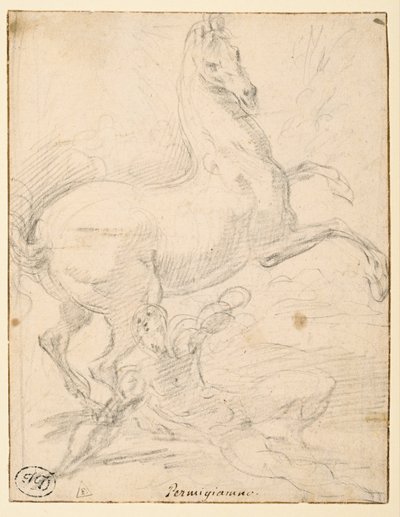 Nawrócenie św. Pawła (recto) autorstwa Parmigianino