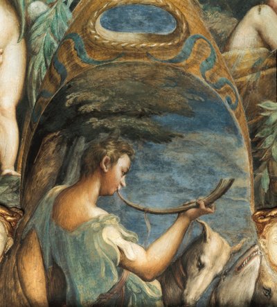 Hunter, z mitu Diany i Akteonu, c.1524 (fesco) autorstwa Parmigianino