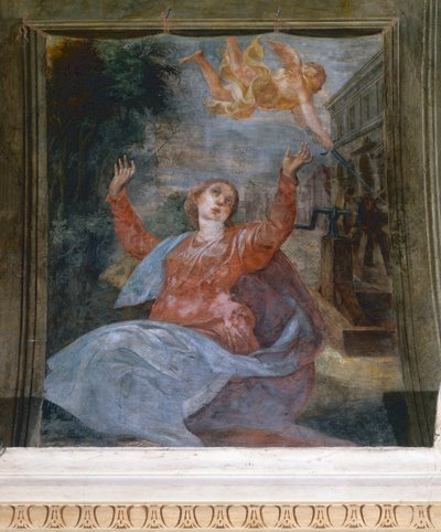 Św. Agata, autorstwa Parmigianino (1503-1540), fresk, kościół San Giovanni Evangelista, Parma, Emilia-Romagna, Włochy autorstwa Parmigianino