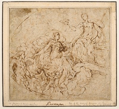 Studium Koronacji Dziewicy dla Santa Maria della Steccata, Parma autorstwa Parmigianino