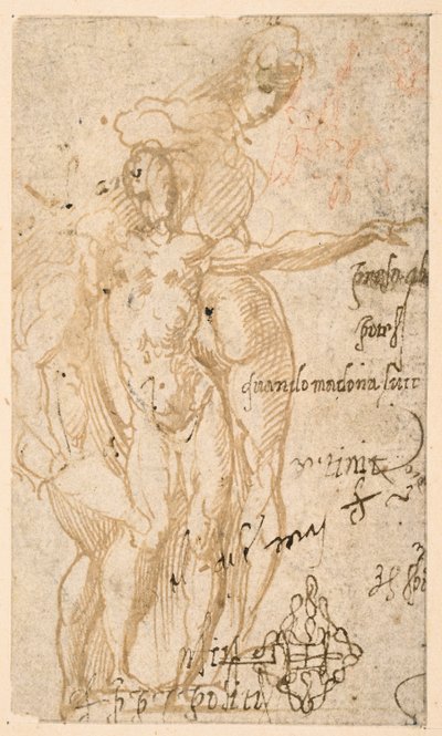 Studium trzech nagich postaci (recto) autorstwa Parmigianino