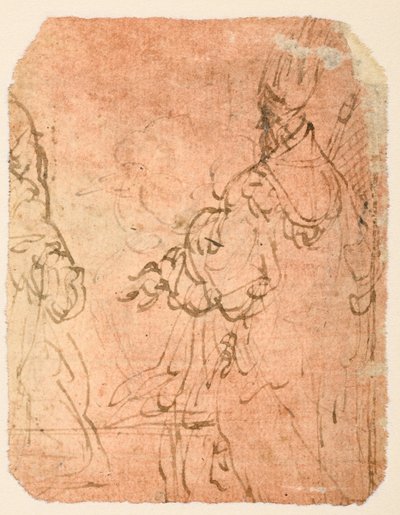 Dwóch klęczących mężczyzn w strojach religijnych (verso) autorstwa Parmigianino