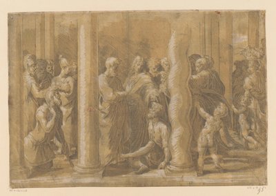 Święci Piotr i Jan uzdrawiają paralityka autorstwa Parmigianino (attributed to)