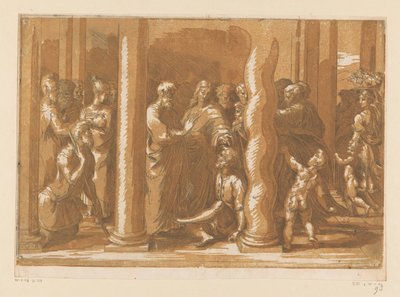 Święci Piotr i Jan uzdrawiają paralityka autorstwa Parmigianino (attributed to)