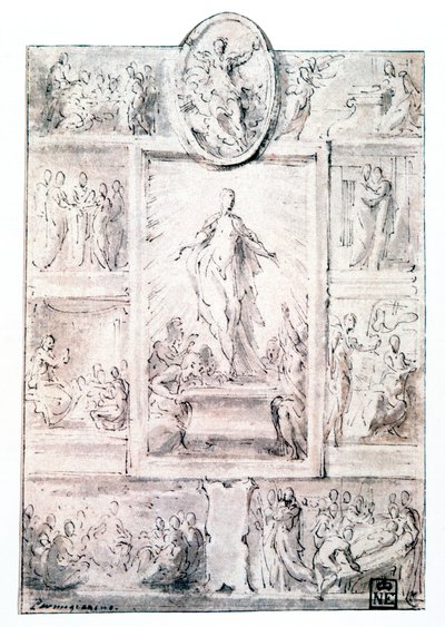 Szkic kompozycji, c1513-1540 autorstwa Parmigianino