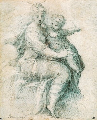 Madonna z Dzieciątkiem na chmurach, ok. 1525. autorstwa Parmigianino