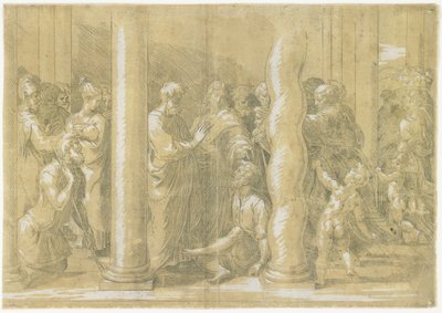 Święci Piotr i Jan leczący chorych u bram świątyni, ok. 1530 r. autorstwa Parmigianino