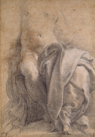 Siedząca półnaga kobieta w draperii, 1520-1540 autorstwa Parmigianino
