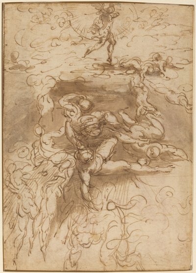 Upadek zbuntowanych aniołów [recto] autorstwa Parmigianino