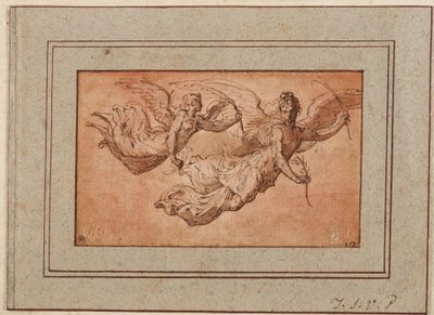 Zwei Studien für die Figur des Sieges autorstwa Parmigianino