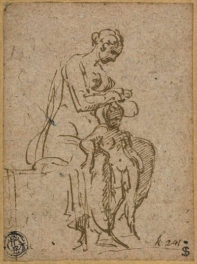 Kobieta ulewająca dziecko autorstwa Parmigianino