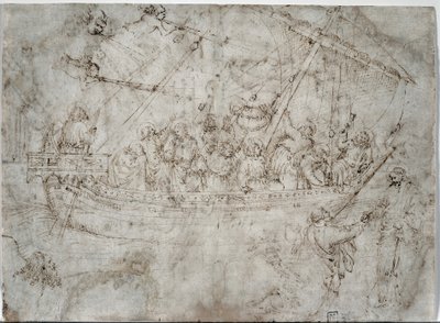 Dwa rysunki statków verso, 1410s. autorstwa Parri Spinelli