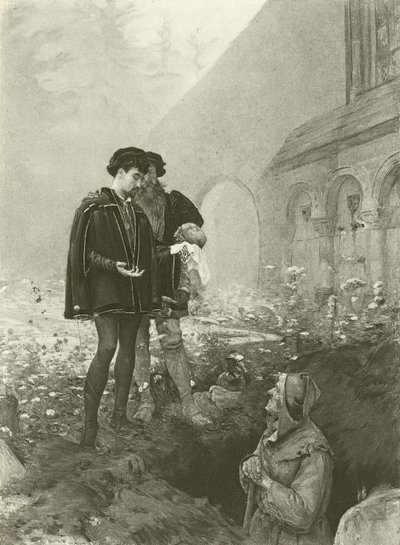 Hamlet i grabarz (wklęsłodruk) autorstwa Pascal Adolphe Jean Dagnan Bouveret