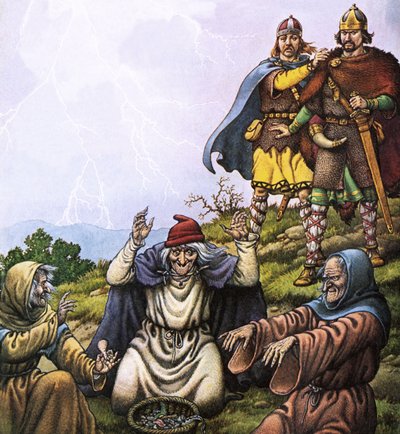 Macbeth und die drei Hexen von Pat (1907-95) Nicolle