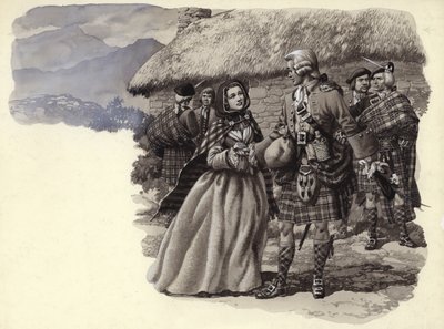 Książę Karol Stuart, młody pretendent i Flora Macdonald (gwasz na papierze) autorstwa Pat (1907 95) Nicolle