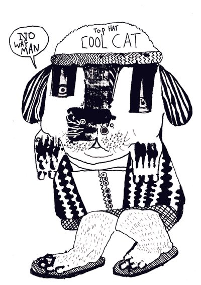 Cool Cat, 2014 (tusz i olej) autorstwa Pat Macdonald