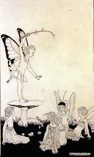 Lekcje wróżek (pióro i atrament na papierze) autorstwa Patricia Beeman Ardley