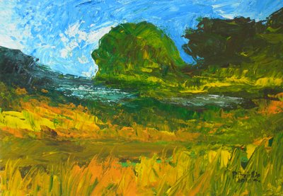 Riviere de Bainet, 2010 (akryl na drewnie) autorstwa Patricia Brintle