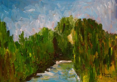 Kręta rzeka, 2009 (akryl na drewnie) autorstwa Patricia Brintle