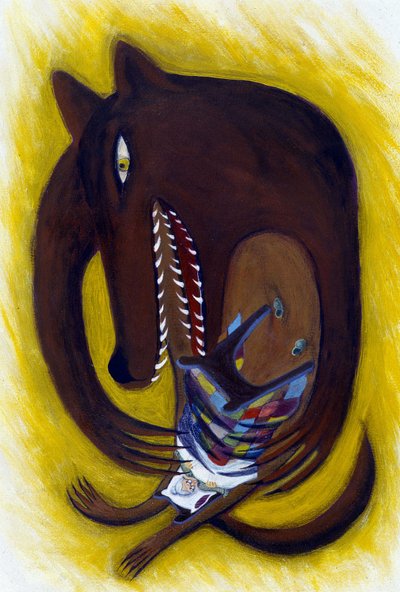 Ilustracja dla Czerwonego Kapturka: Wilk, autorstwa Patrizia La Porta autorstwa Patrizia La Porta