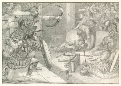Ilustracja do Odysei Homera (litografia) autorstwa Patten (after) Wilson