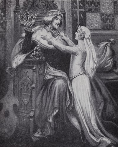 Król Ryszard II z młodą Izabelą Valois (lito) autorstwa Paul (after) Hardy