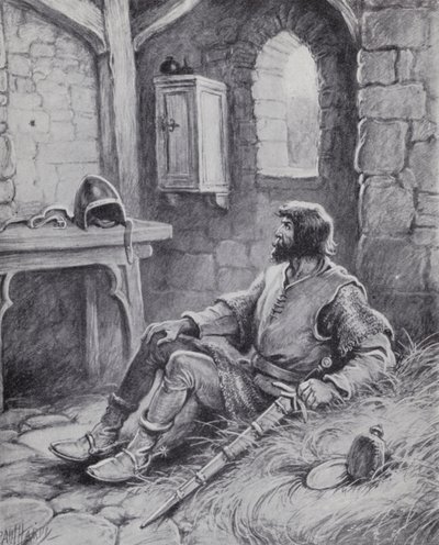 Robert Bruce z pająkiem, który zainspirował go do ponownej próby pokonania Anglików (lito) autorstwa Paul (after) Hardy