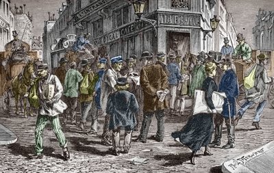 Widok na Rue du Croissant w Paryżu, siedzibę wielu gazet autorstwa Paul (after) Merwart