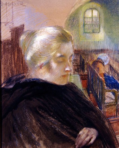 Portret Madame Besnard (pastel na papierze) autorstwa Paul Albert (attr. to) Besnard