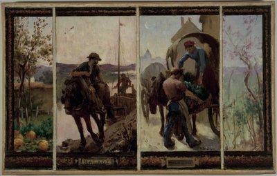 Szkic ratusza w Saint-Maur-des-Fossés: Halage - ogrodnictwo targowe autorstwa Paul Albert Baudouin