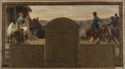 Szkic ratusza w Saint-Maur-des-Fossés: Maternité et Patrie - La défense de la Patrie, w 1883 r. (olej na płótnie (zbroja)) autorstwa Paul Albert Baudouin