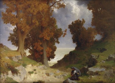 Pejzaż z postacią Clotho autorstwa Paul Alfred de Curzon