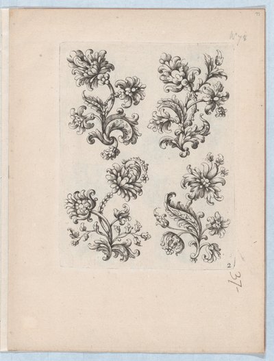 Seria Małych Motywów Kwiatowych, Talerz 2, ca. 1670-85., ok. 1670-85. 1670-85. autorstwa Paul Androuet Du Cerceau