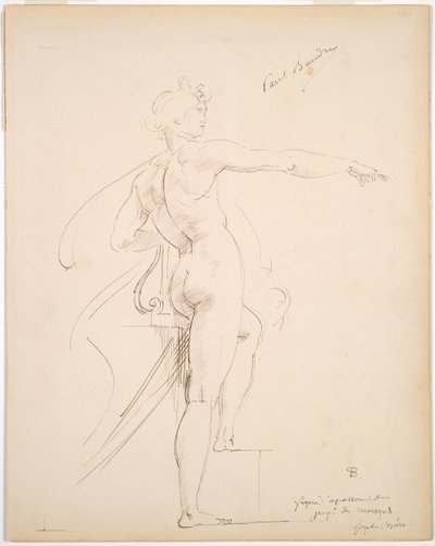 Studium Apolla dla Marsjasza (recto); Twarz w profilu (verso) autorstwa Paul Baudry