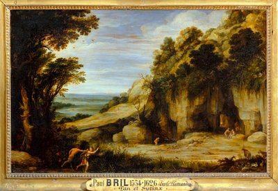 La Nymphe Syrinx poursuivie par Pan et bientôt changee en roseau - Nimfa Syrinx ścigana przez boga Pana i wkrótce ... autorstwa Paul Brill or Bril