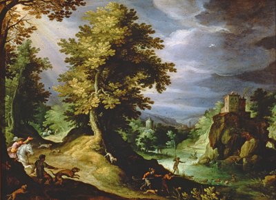 Pejzaż z polowaniem na jelenia, 1591 autorstwa Paul Bril