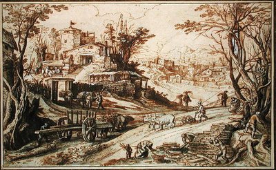 Pejzaż wiejski (pióro i tusz na papierze) autorstwa Paul Brill or Bril