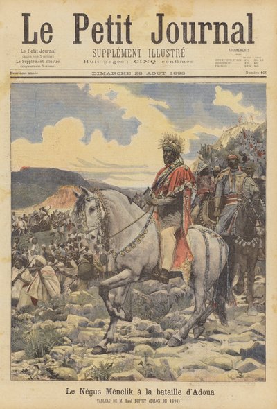 Negus Menelik w bitwie pod Adwa autorstwa Paul Buffet