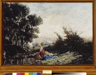 Lavandiere przy potoku 19 (olej na płótnie) autorstwa Paul Camille Guigou