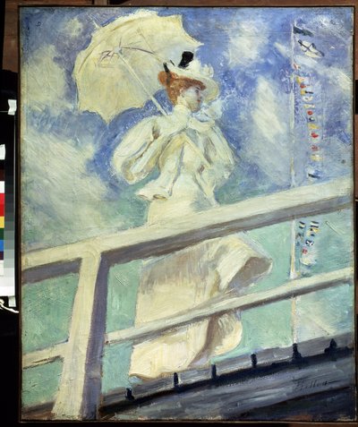 Kobieta w bieli. Obraz Paula Cesara Helleu (1859-1927). Olej na płótnie Impresjonizm. Rozmiar: 82x66cm. Muzeum Puszkina, Moskwa autorstwa Paul Cesar Helleu