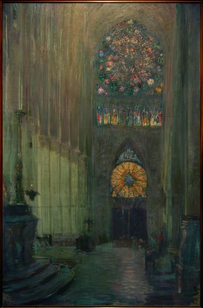 Widok wnętrza katedry w Reims autorstwa Paul Cesar Helleu