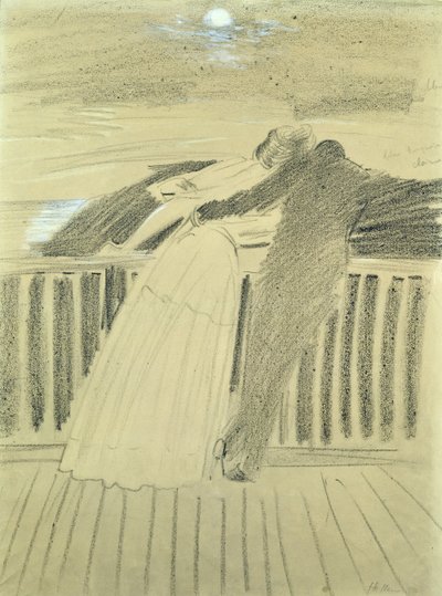 Jeanne Hugo i Jean Charcot w Hauteville House, Guernsey (pastel na papierze) autorstwa Paul Cesar Helleu